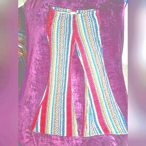 Vintage striped knit flared pants